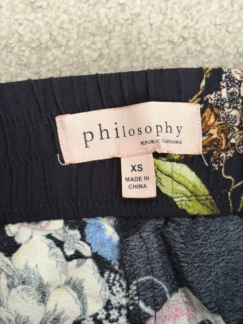 Philosophy Floral Wide-Leg Pants, Women’s Black XS Viscose Flowy Pants w/ Pocket - Picture 4 of 9